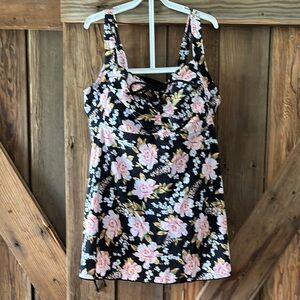 Floral Black two piece swim suit